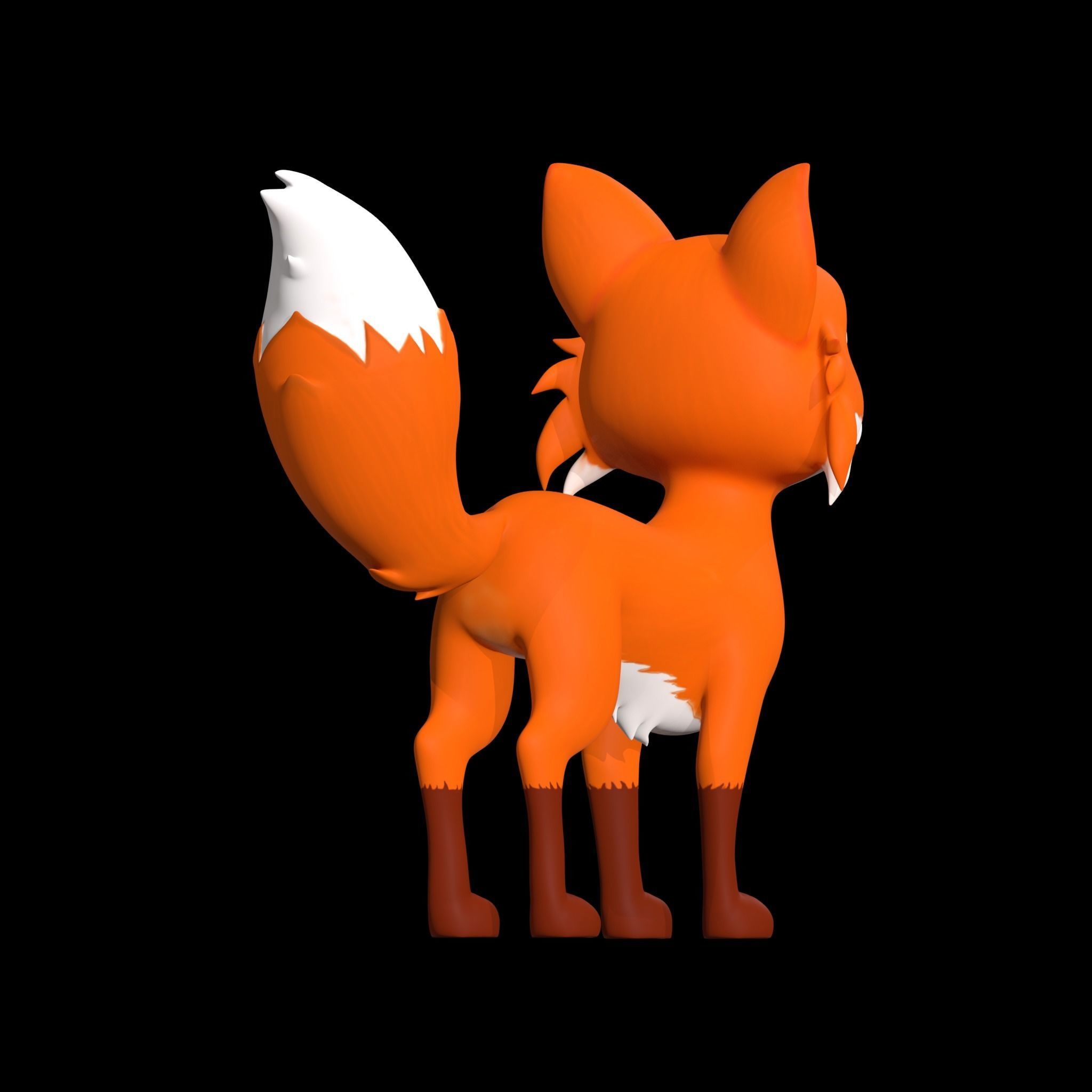 Cartoon Fox Low-poly 3D model_3