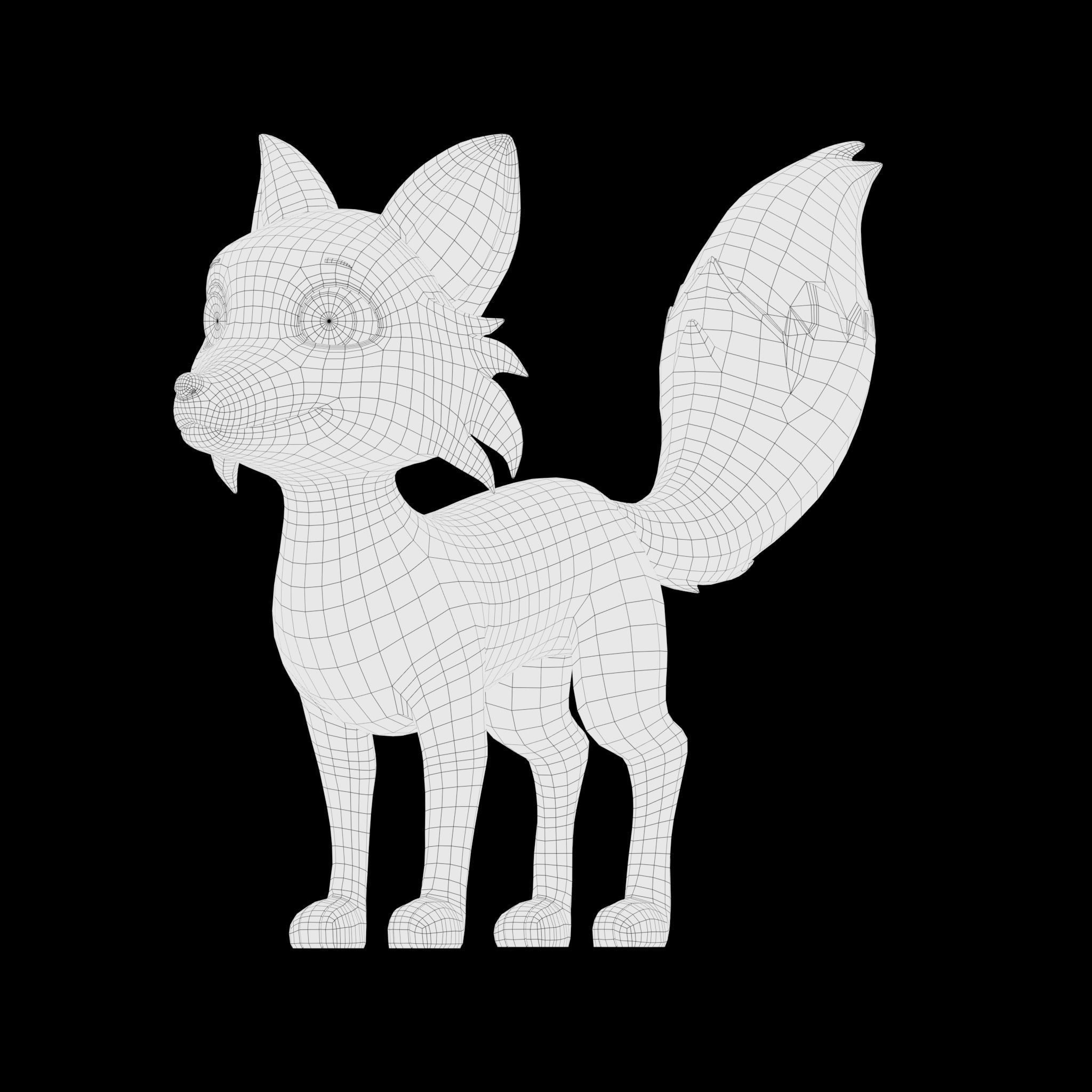 Cartoon Fox Low-poly 3D model_18