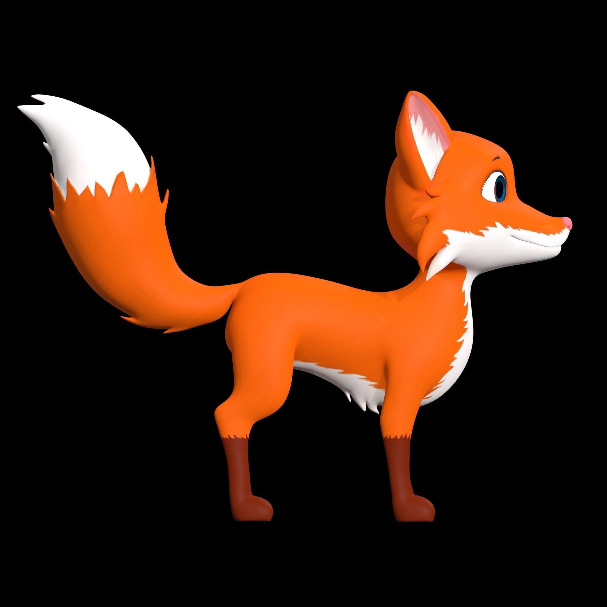 Cartoon Fox Low-poly 3D model_2