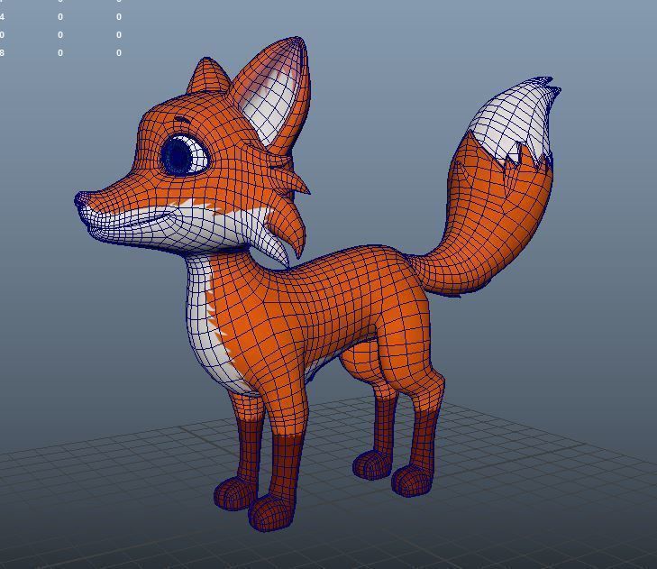 Cartoon Fox Low-poly 3D model_19