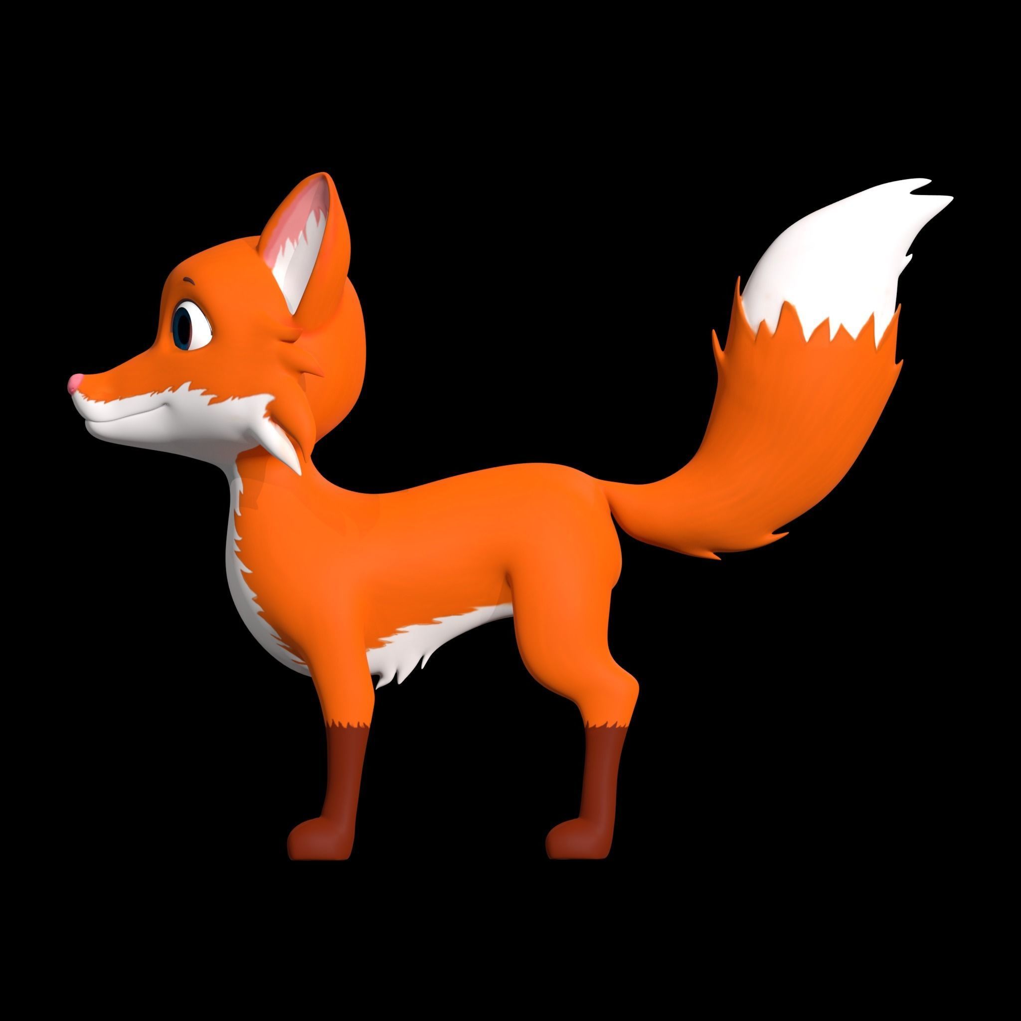 Cartoon Fox Low-poly 3D model_6