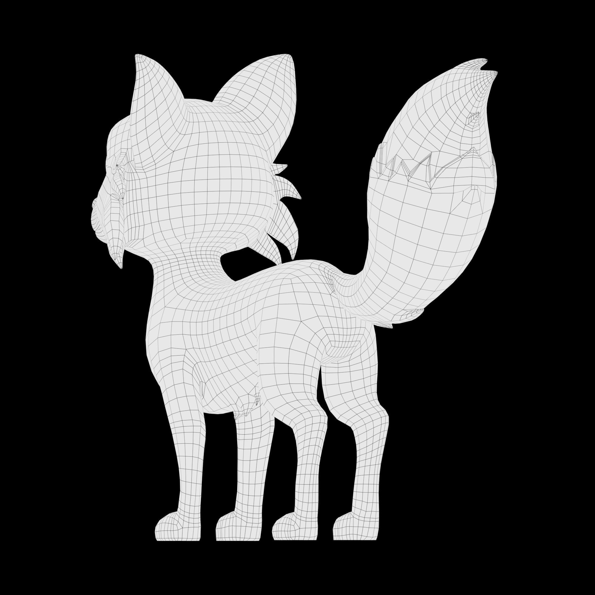 Cartoon Fox Low-poly 3D model_16