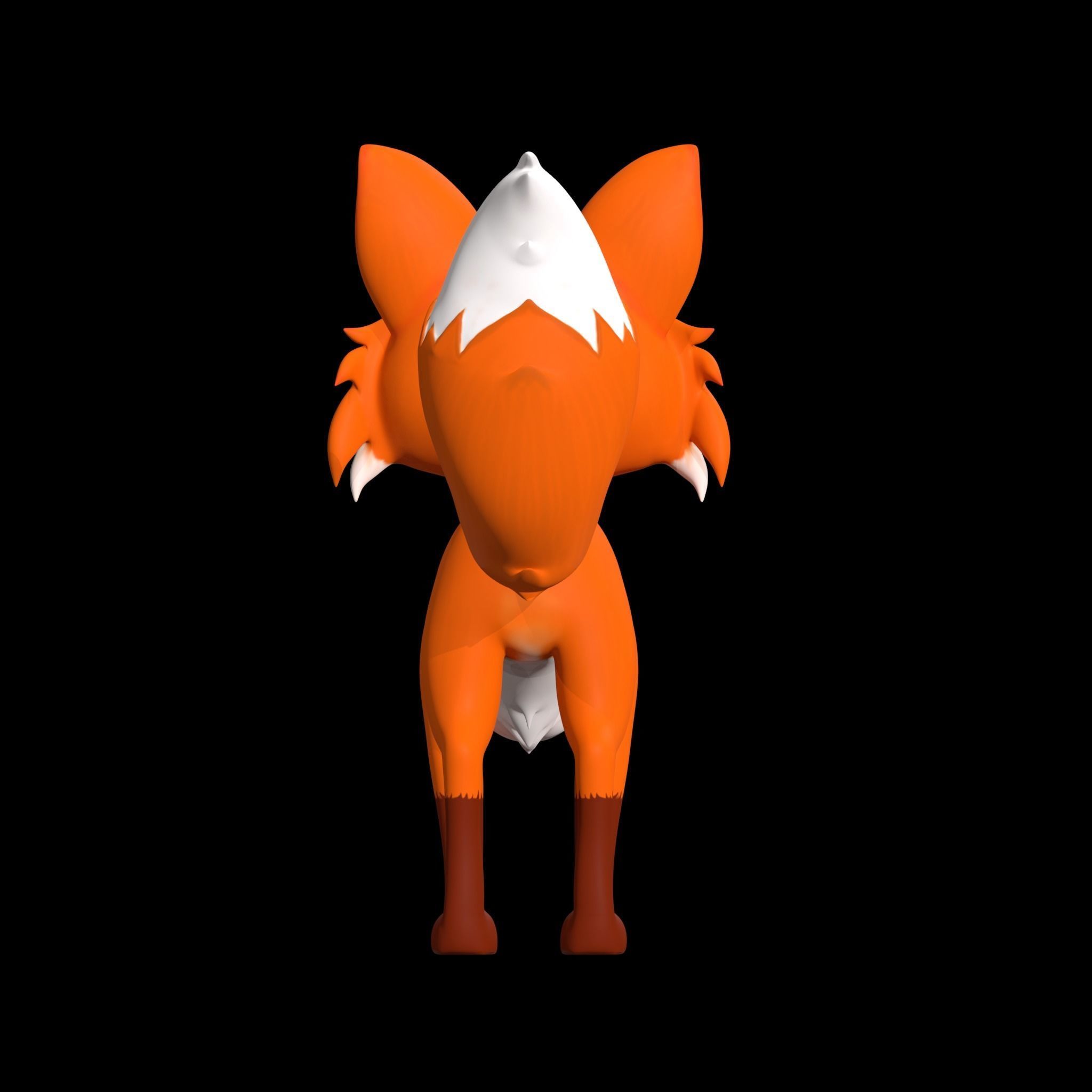 Cartoon Fox Low-poly 3D model_4