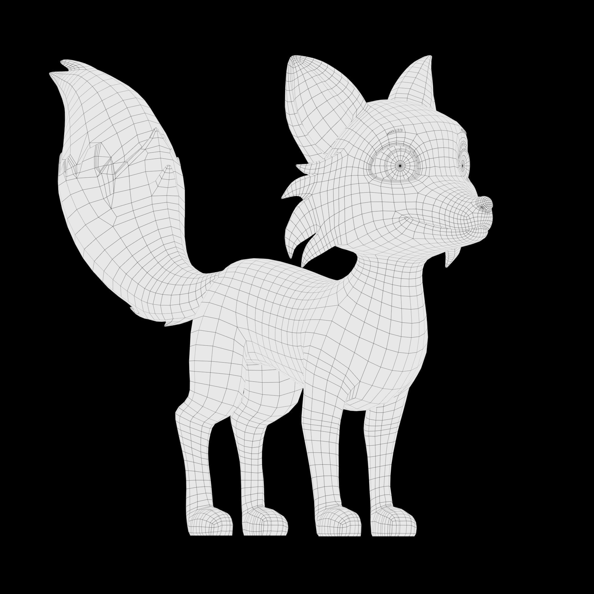 Cartoon Fox Low-poly 3D model_9