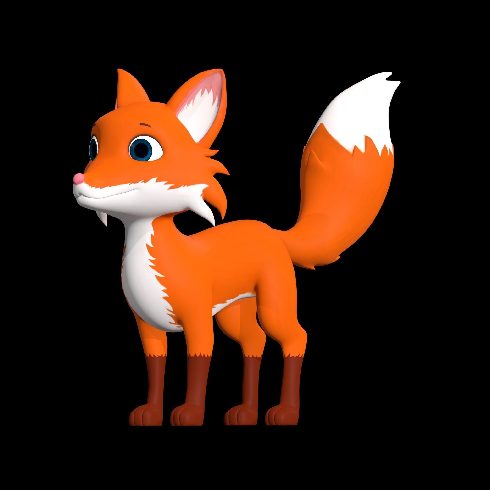 Cartoon Fox Low-poly 3D model_7