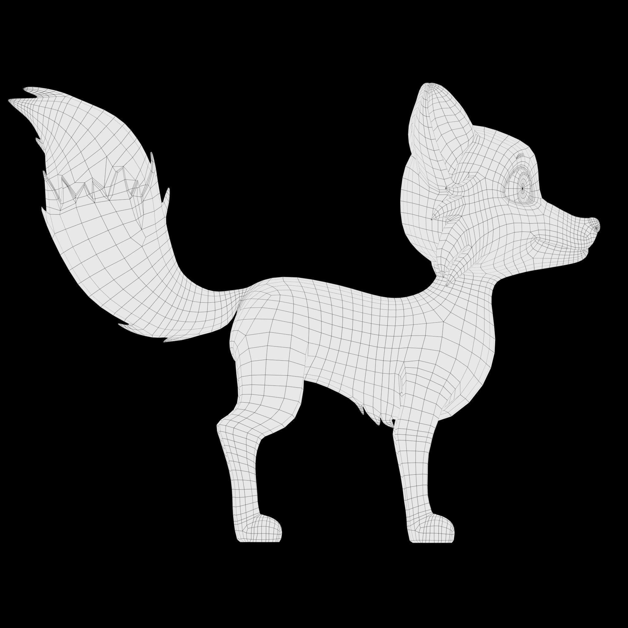 Cartoon Fox Low-poly 3D model_10