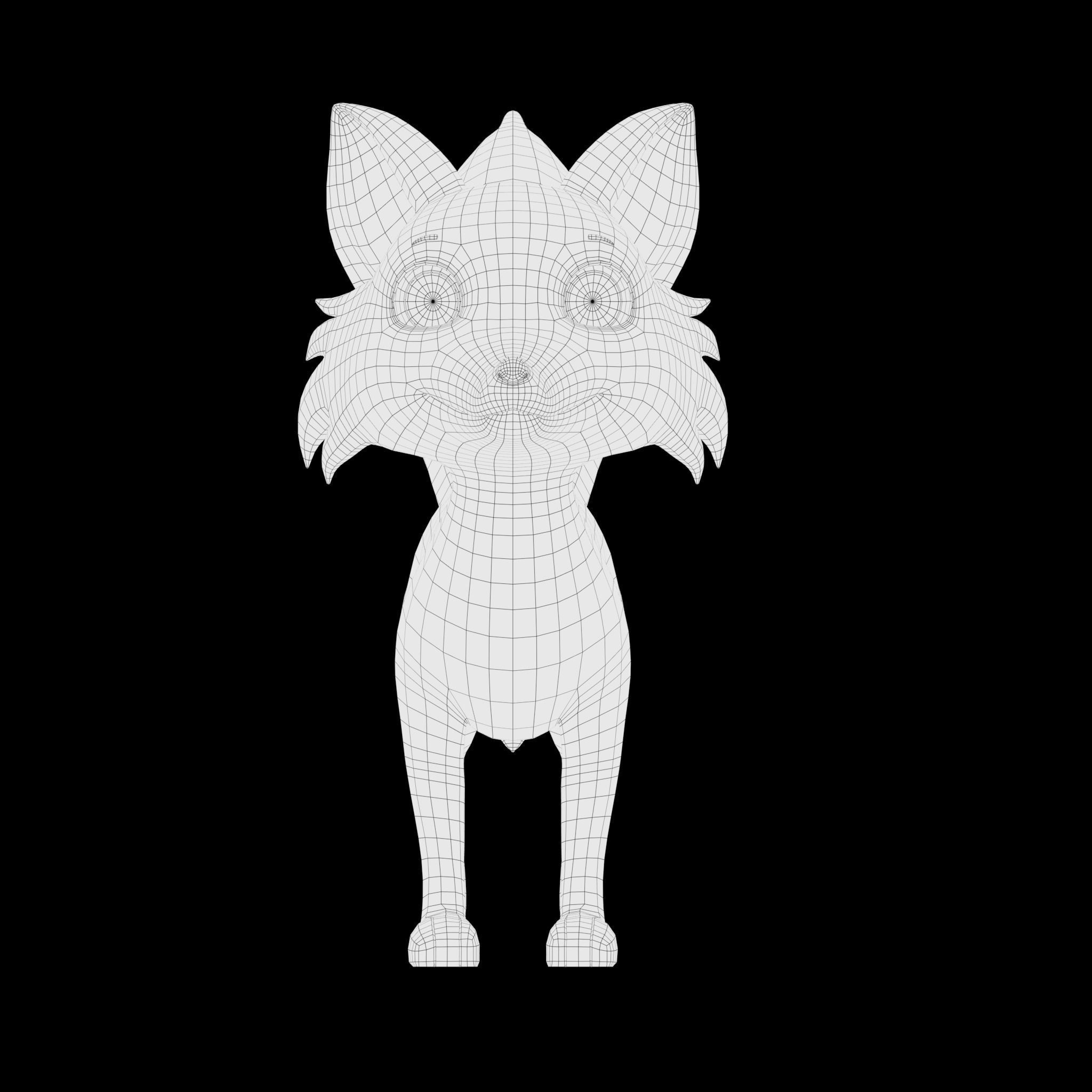 Cartoon Fox Low-poly 3D model_8