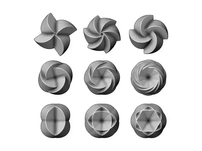 3d Geometrical pattern rosettes N02 3D print model