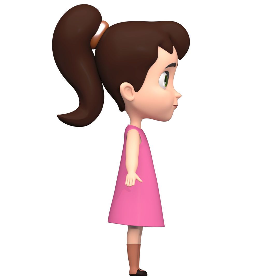 Cartoon Girl Low-poly 3D model_2