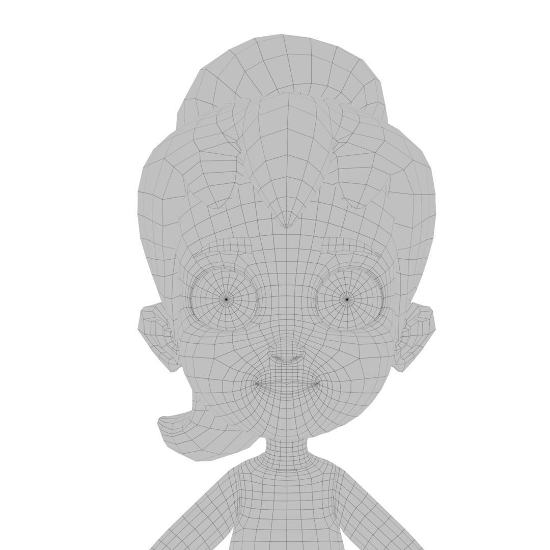 Cartoon Girl Low-poly 3D model_12