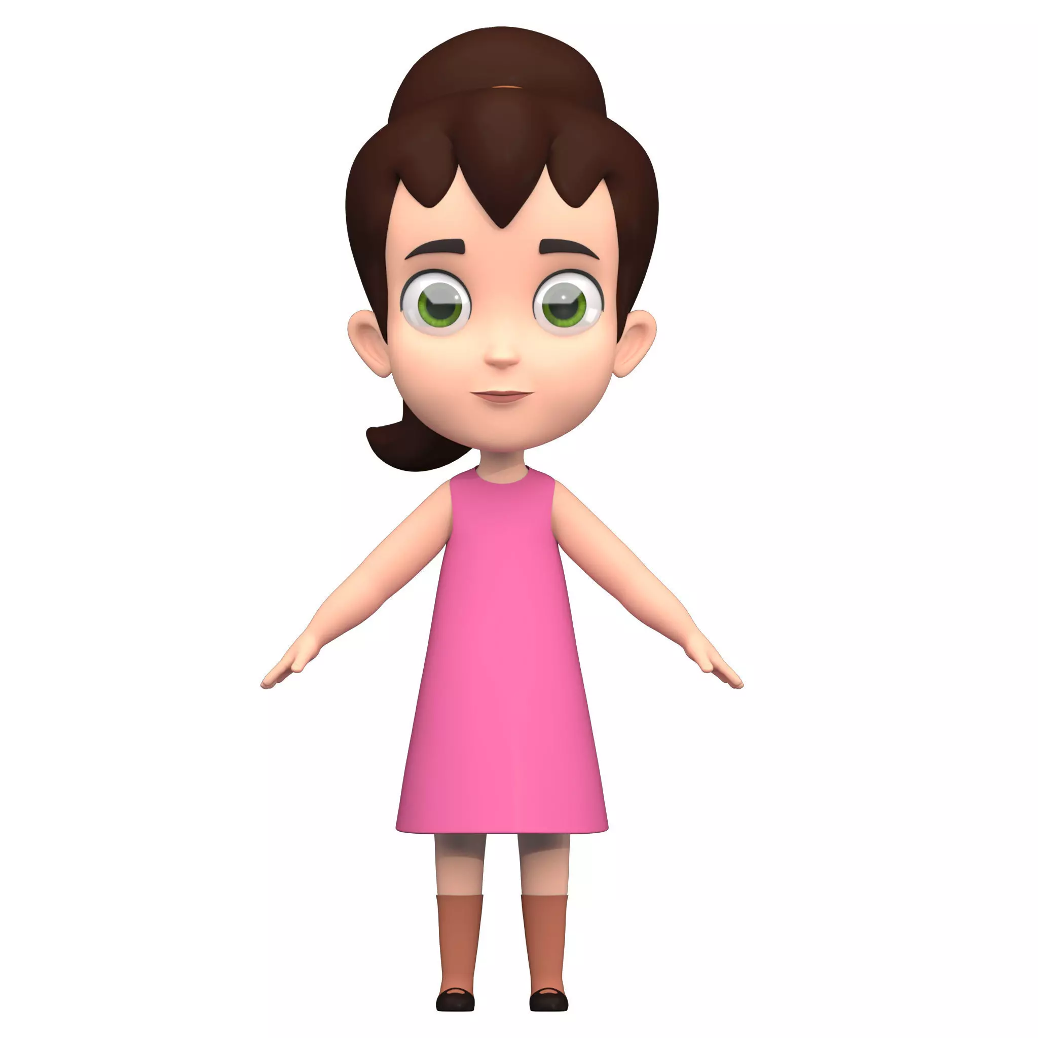 Cartoon Girl Low-poly 3D model_0
