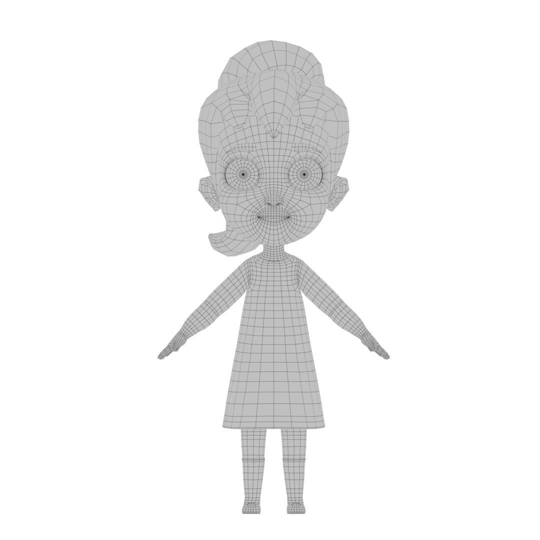 Cartoon Girl Low-poly 3D model_13