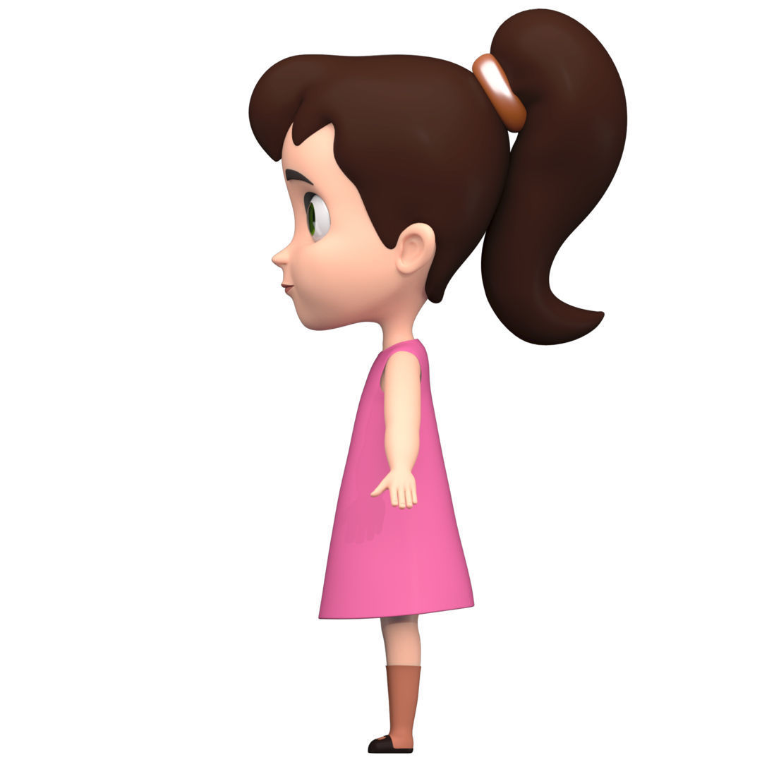 Cartoon Girl Low-poly 3D model_5