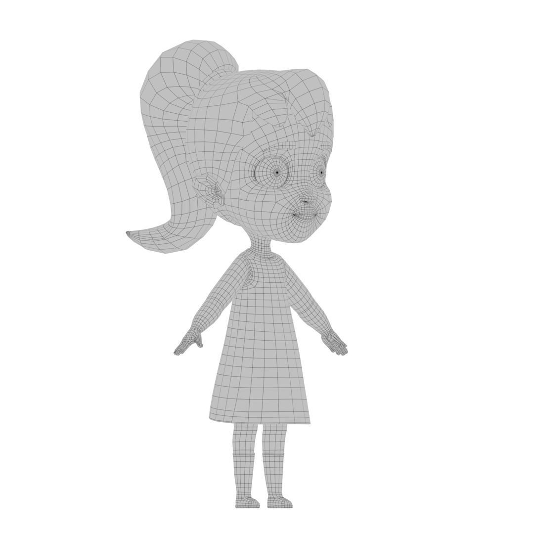 Cartoon Girl Low-poly 3D model_14