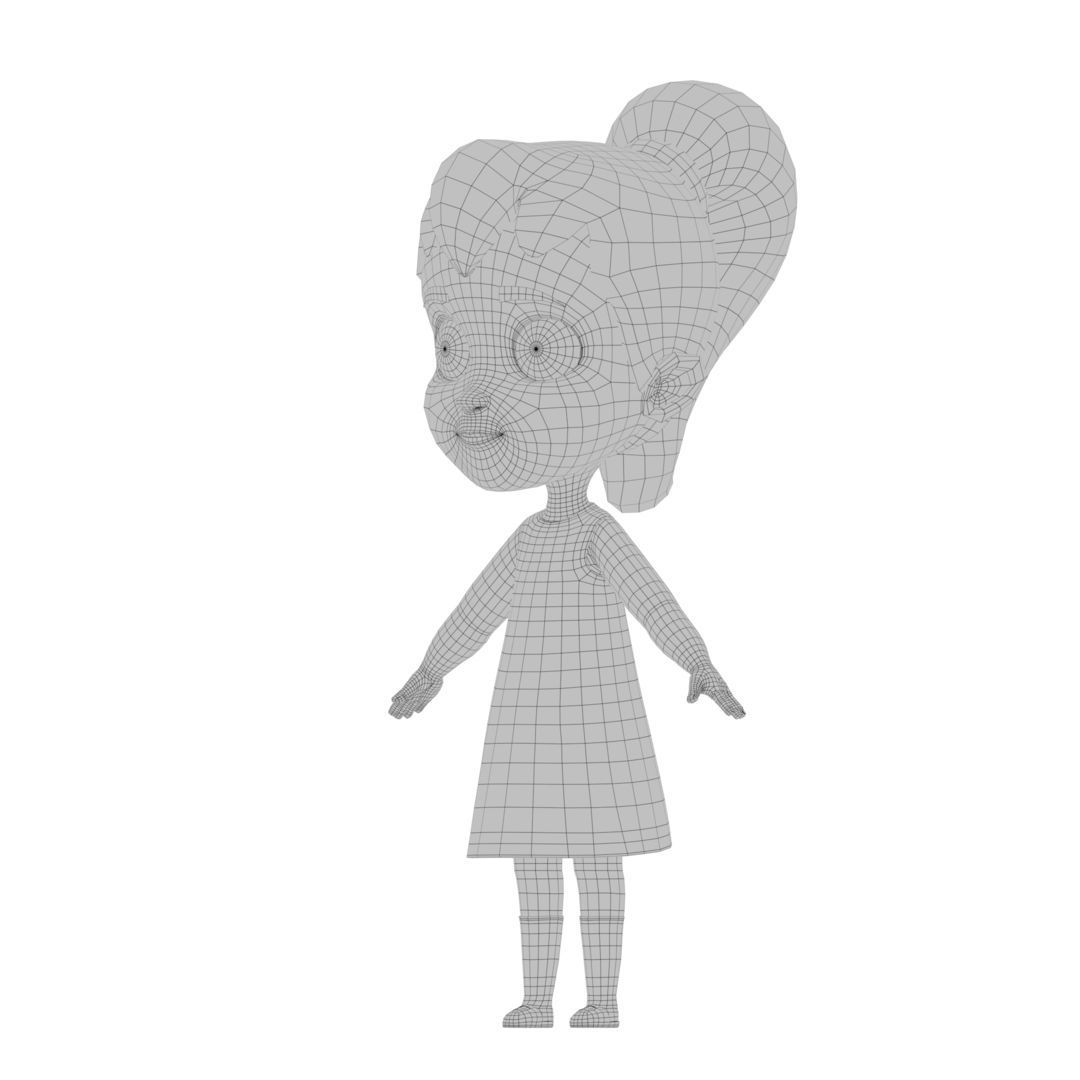 Cartoon Girl Low-poly 3D model_11