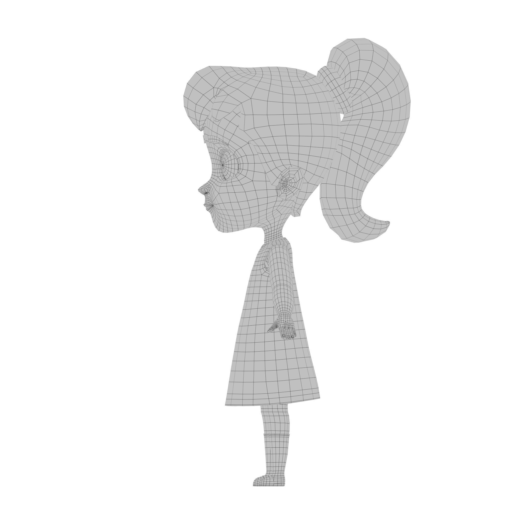 Cartoon Girl Low-poly 3D model_10