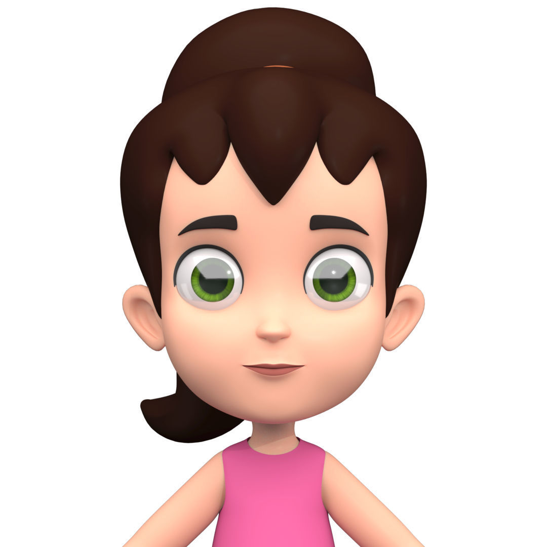 Cartoon Girl Low-poly 3D model_3