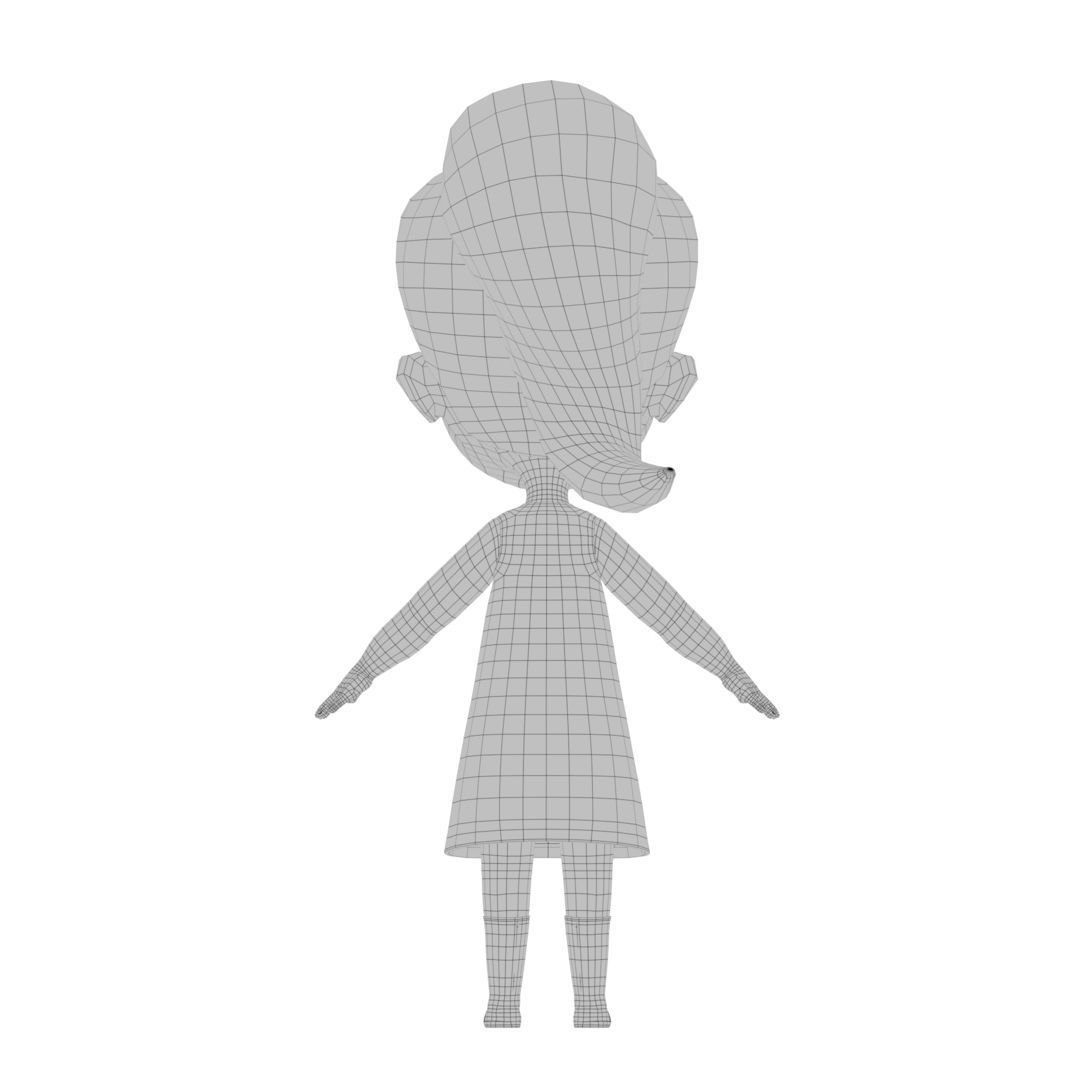 Cartoon Girl Low-poly 3D model_9