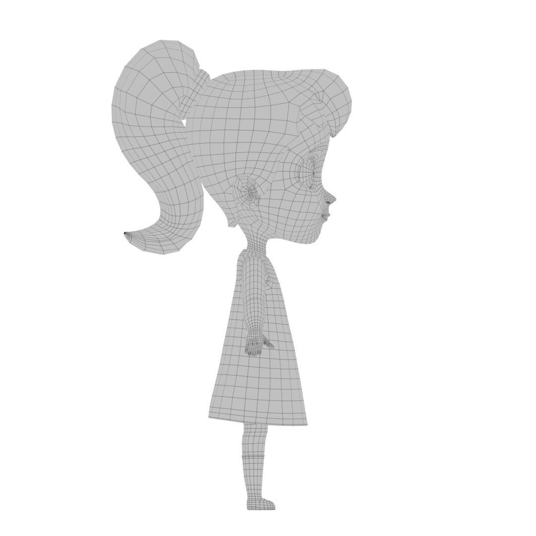 Cartoon Girl Low-poly 3D model_8