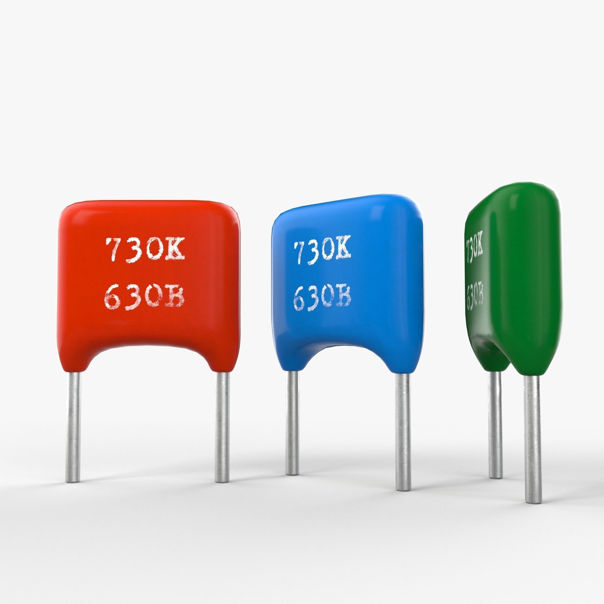 Polyester Film Capacitor with 2K PBR textures Low-poly 3D model_2