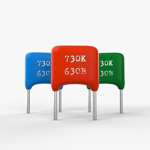 Polyester Film Capacitor with 2K PBR textures Low-poly 3D model