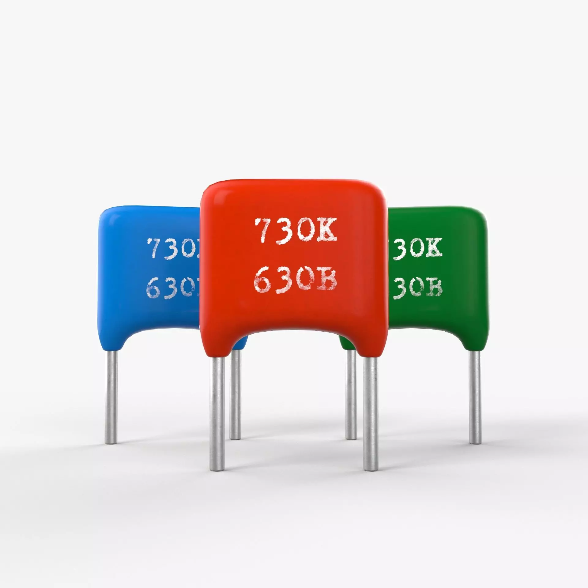 Polyester Film Capacitor with 2K PBR textures Low-poly 3D model_0