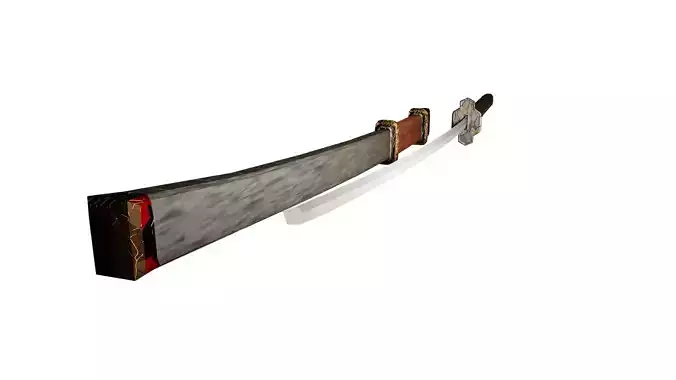 low poly katana samurai sword