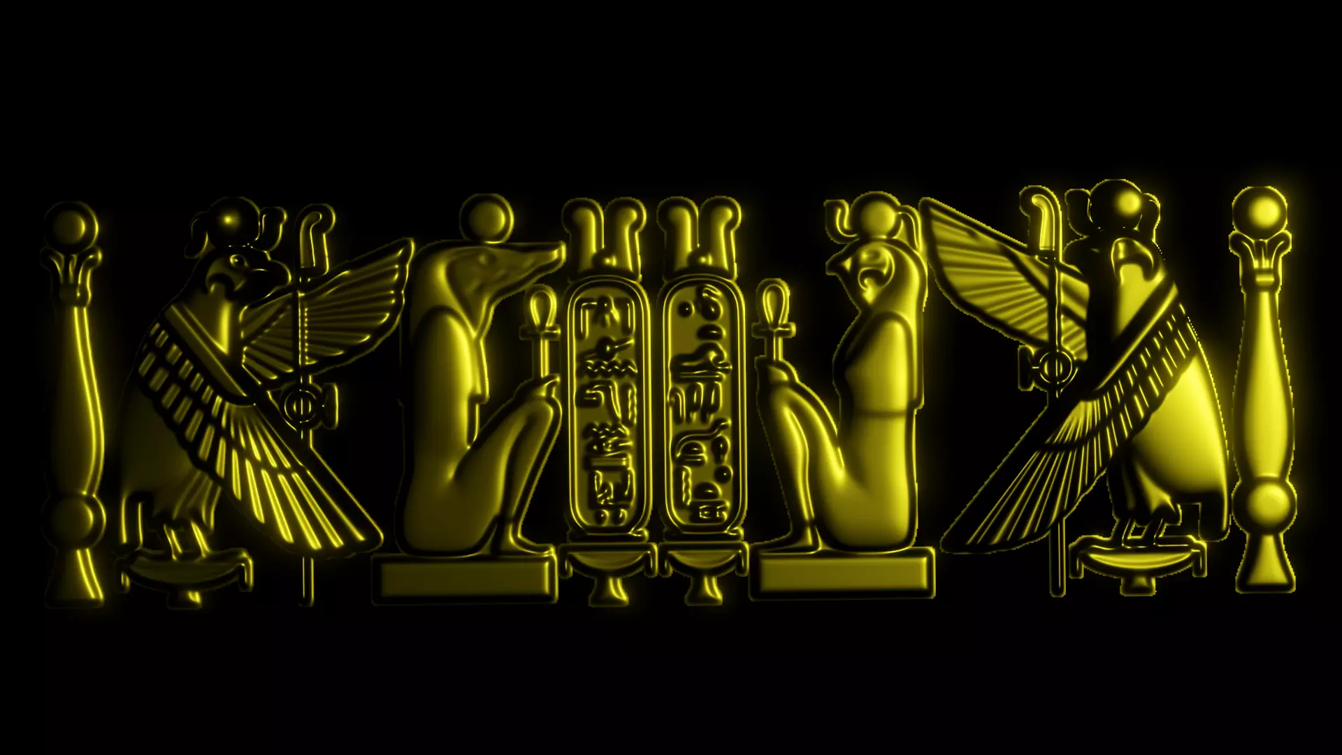 Yutrdre gold egyptian statues 3D print model_0