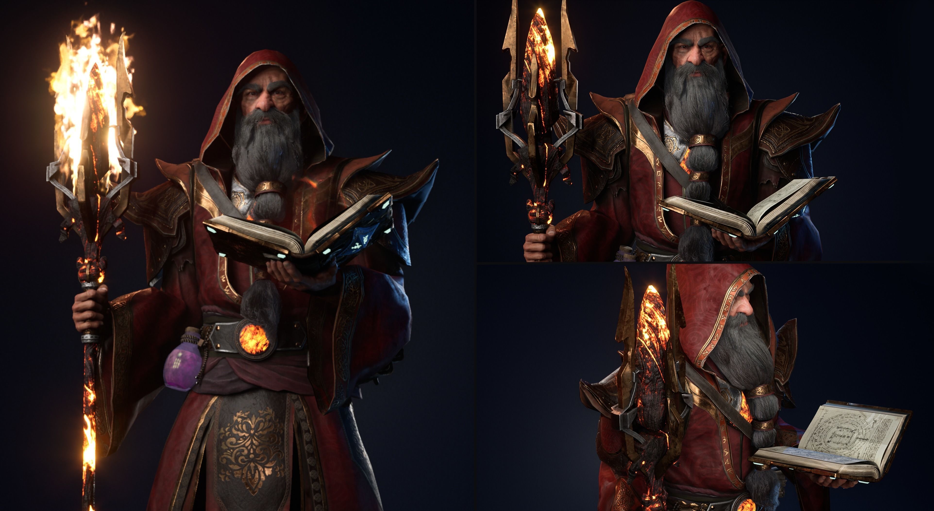 Wizard holding sword Low-poly 3D model_2