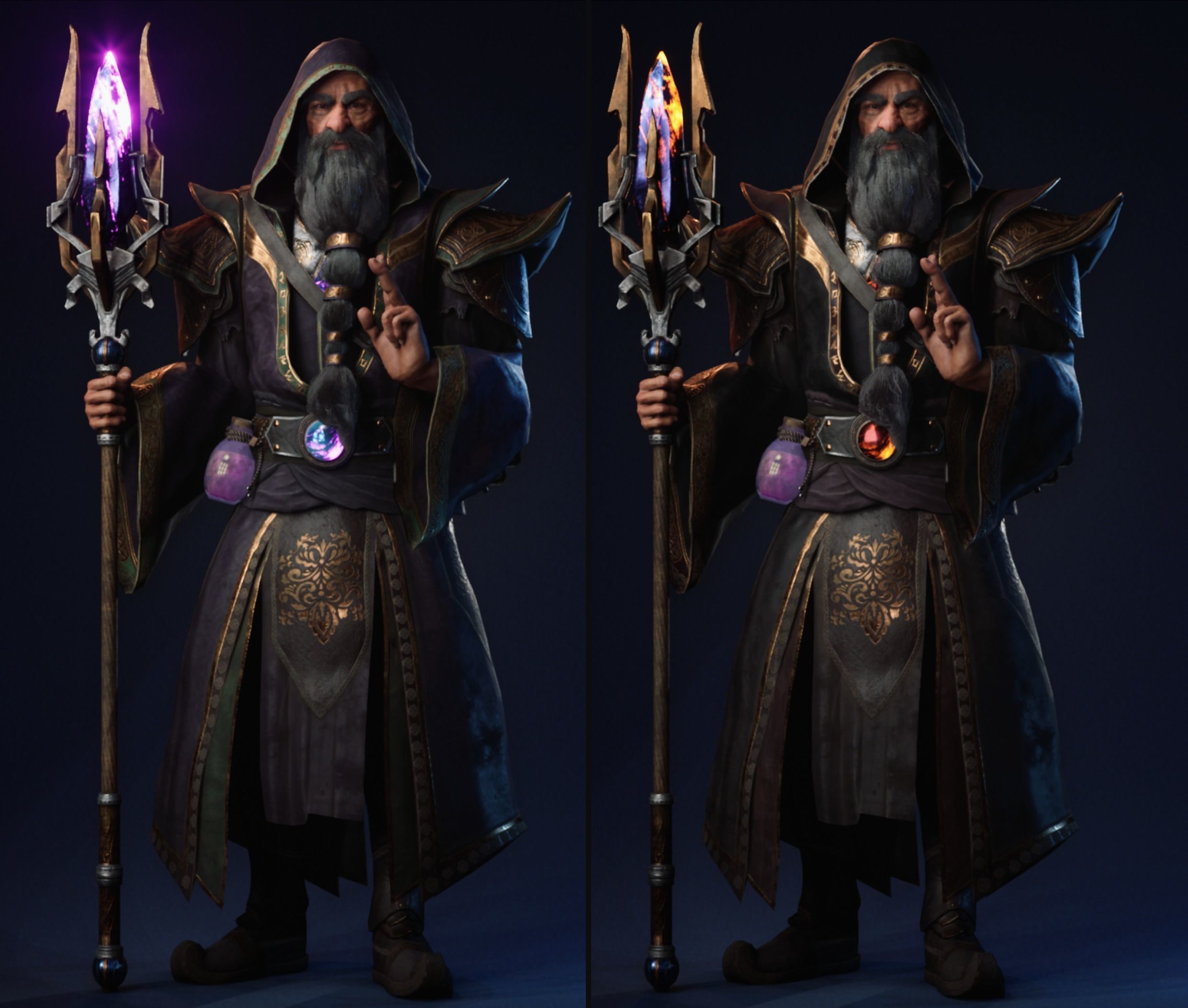 Wizard holding sword Low-poly 3D model_6