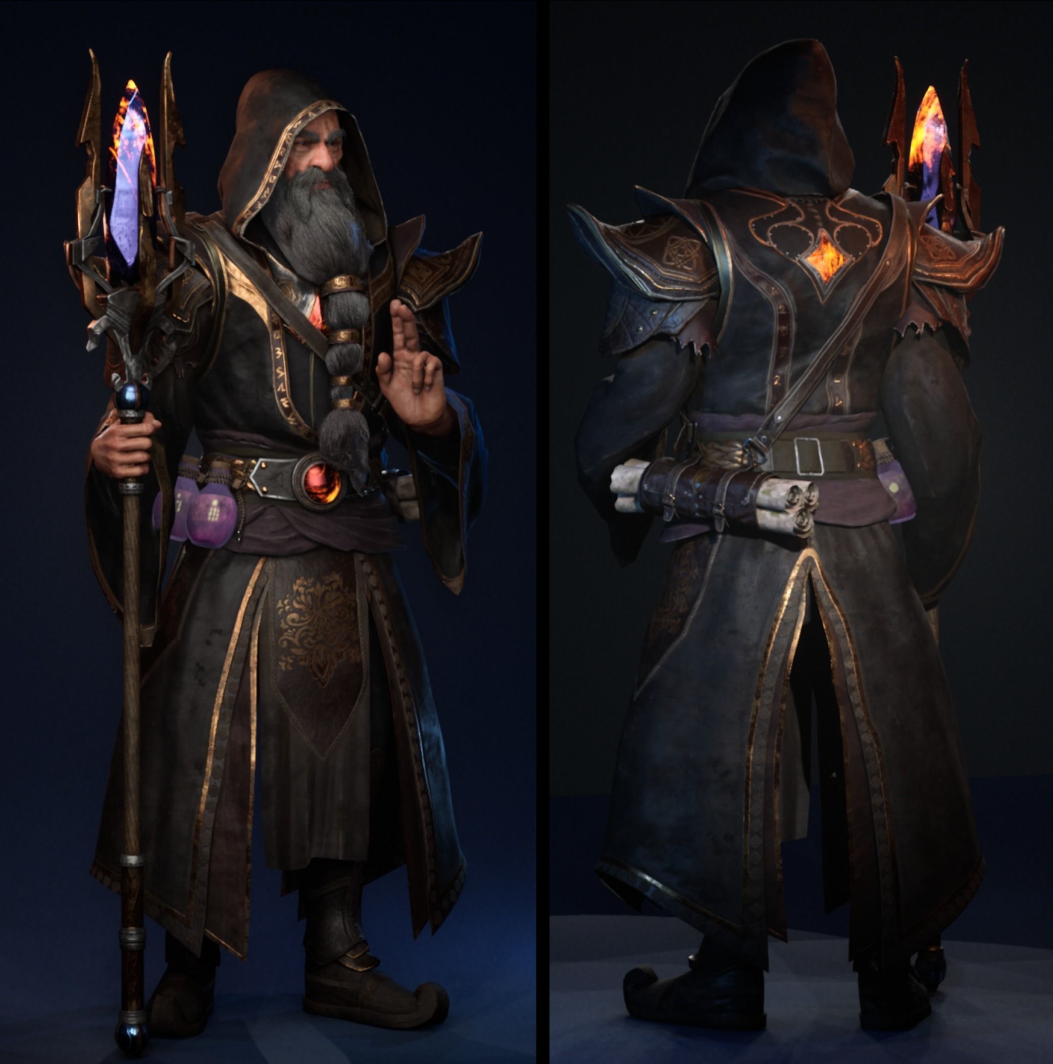 Wizard holding sword Low-poly 3D model_7