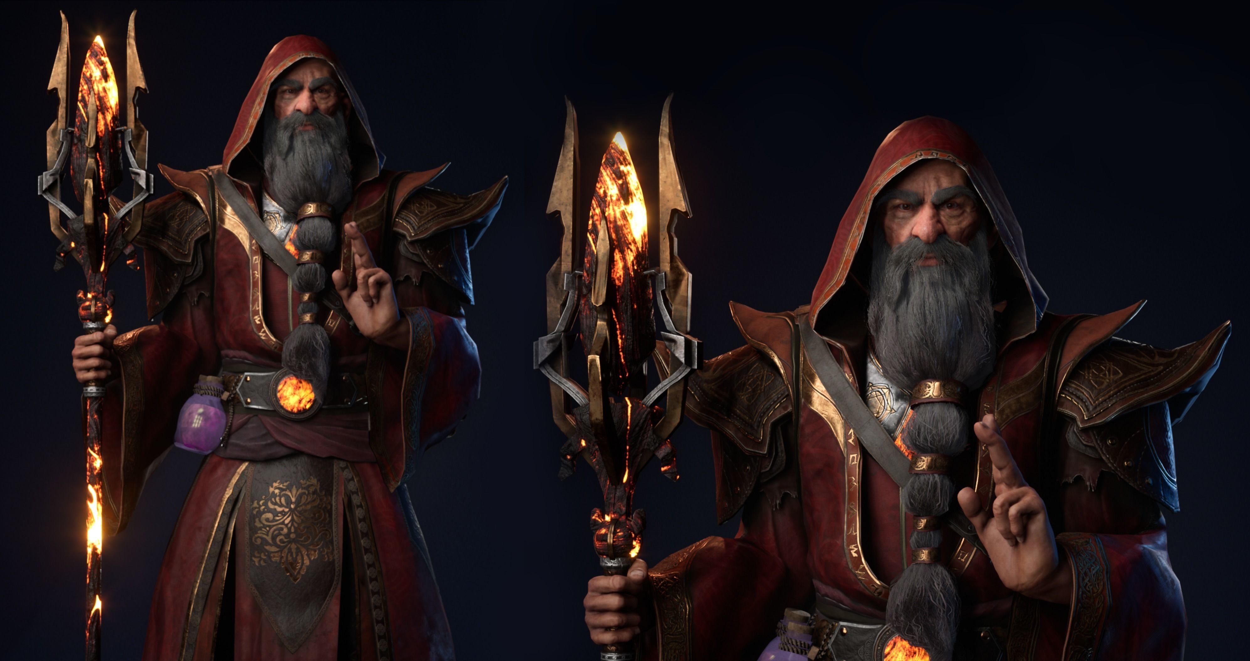 Wizard holding sword Low-poly 3D model_9