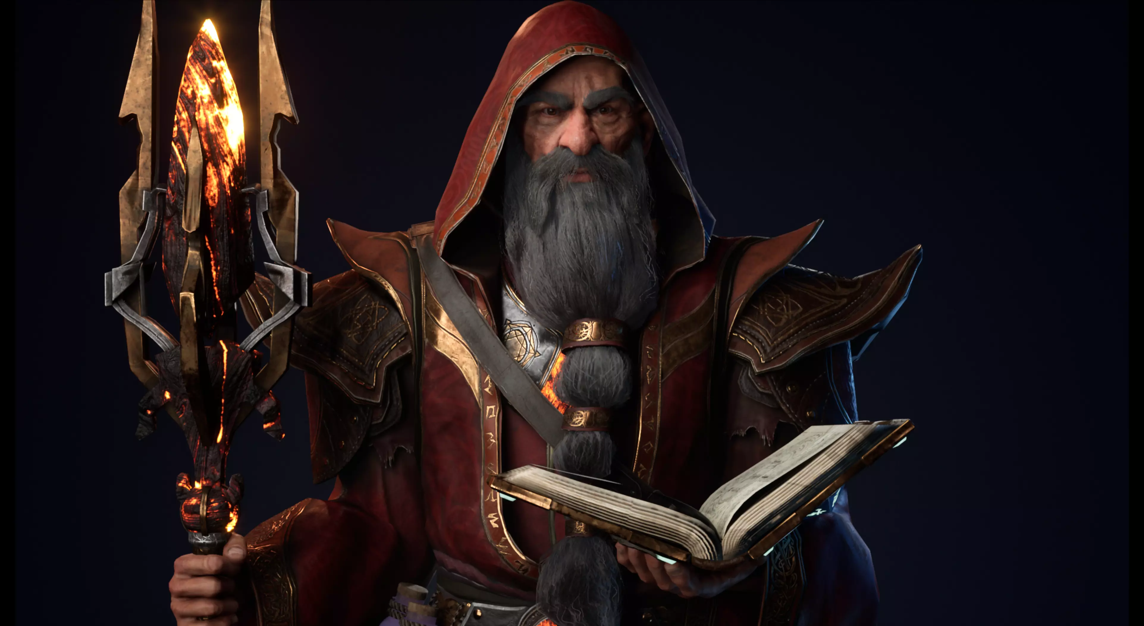 Wizard holding sword Low-poly 3D model_0