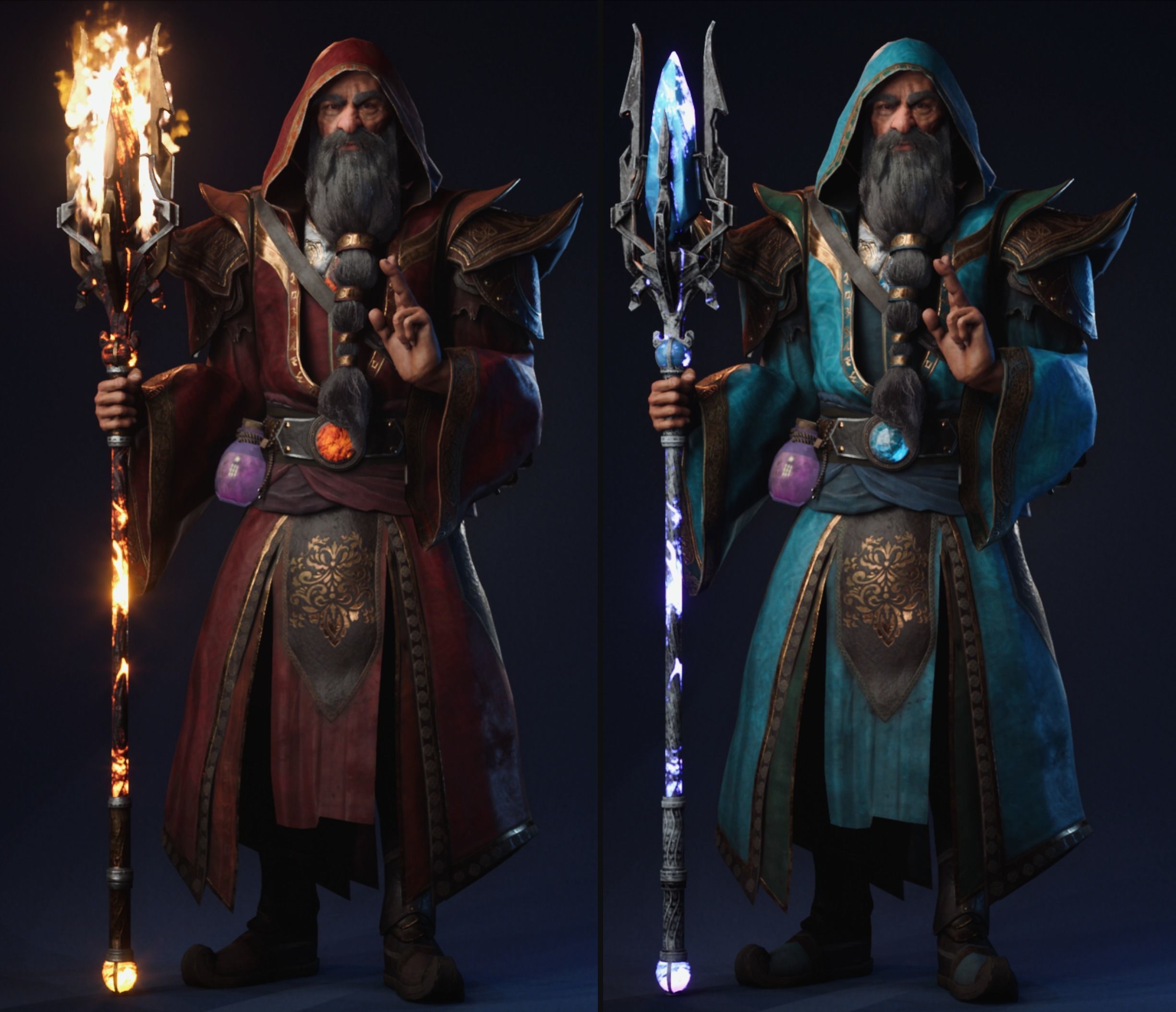 Wizard holding sword Low-poly 3D model_5