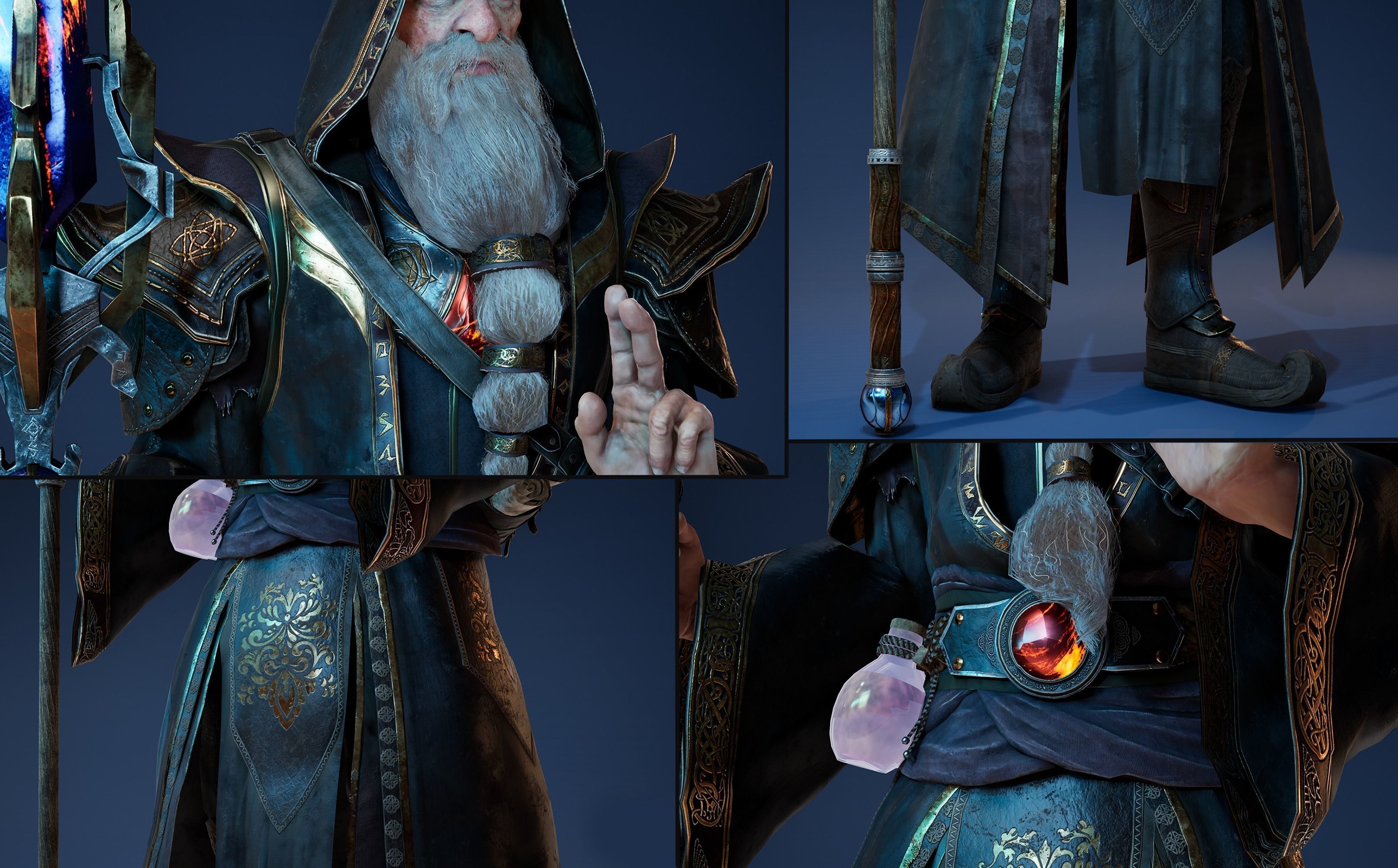 Wizard holding sword Low-poly 3D model_10