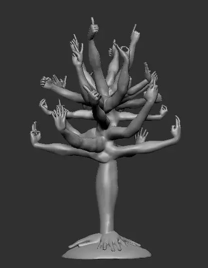 Tree of hands 3D print model_0