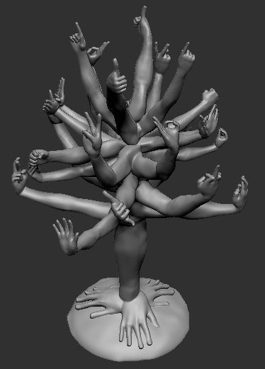 Tree of hands 3D print model_1