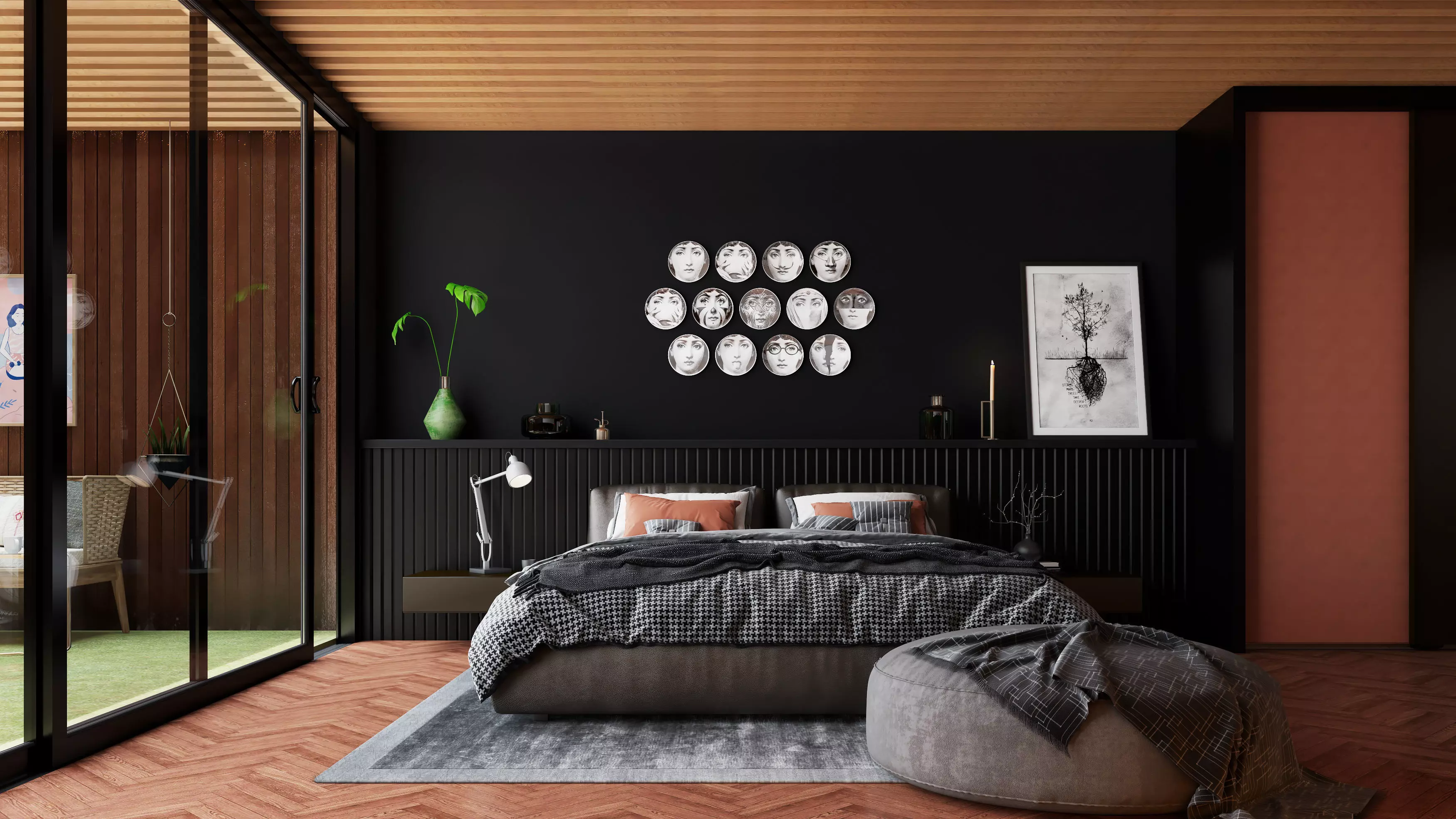 Modern Bedroom interior scene  3D model_0