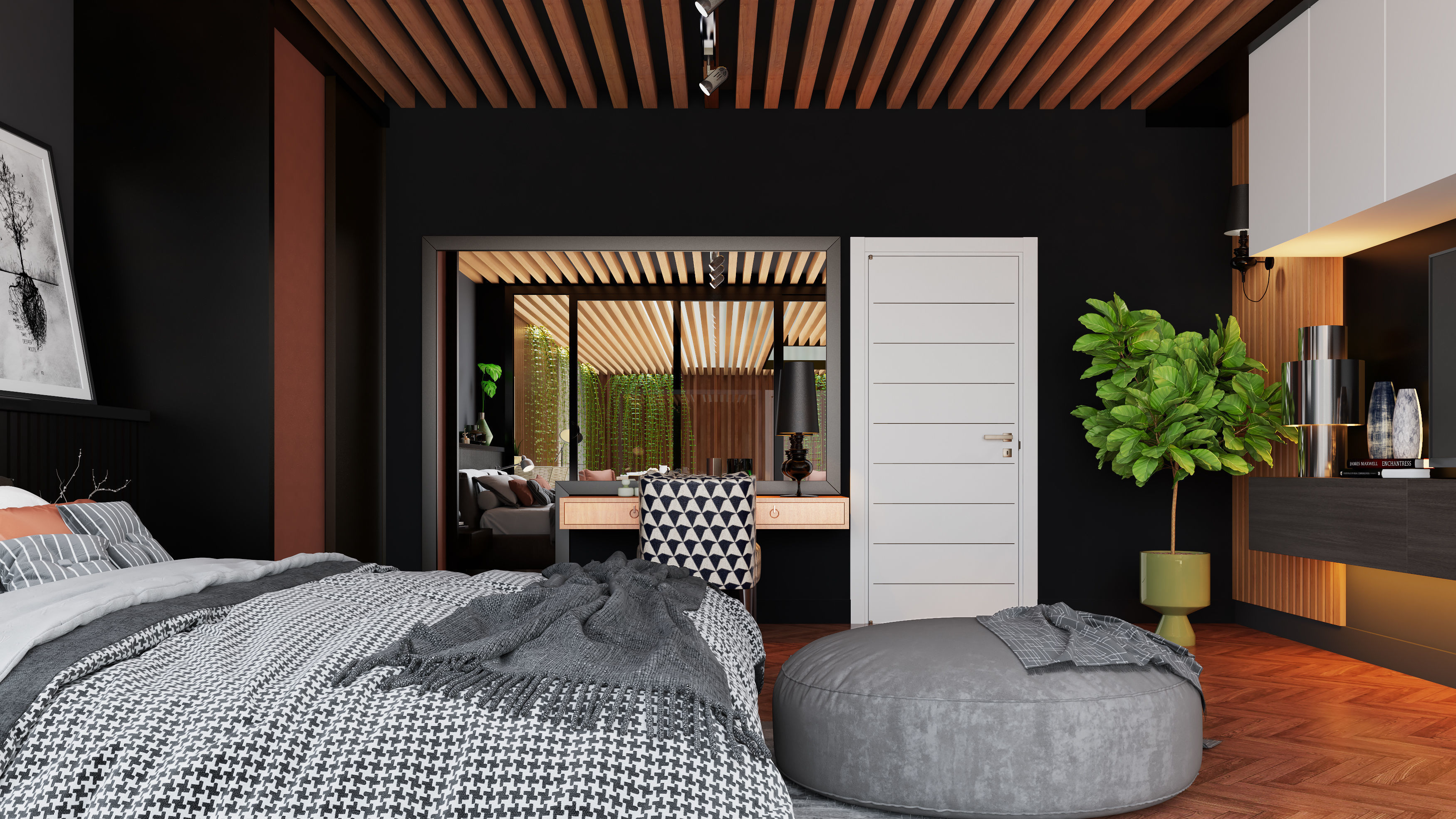 Modern Bedroom interior scene  3D model_4