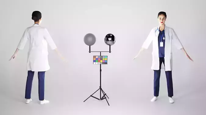 Attractive female doctor in A-pose ready for rigging 215 Low-poly 3D model
