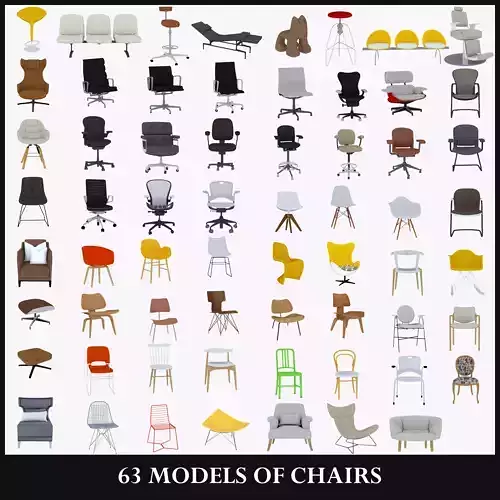 63 MODELS OF CHAIRS 3D Model Collection