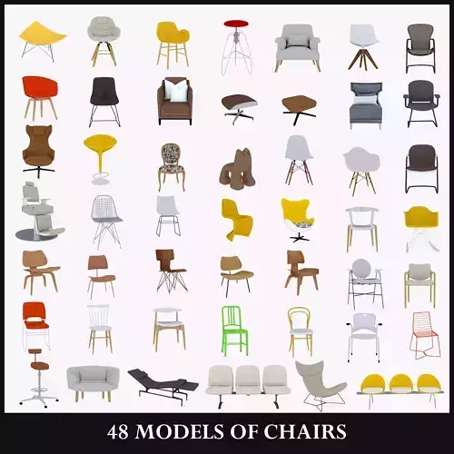 48 MODELS OF CHAIRS 3D Model Collection