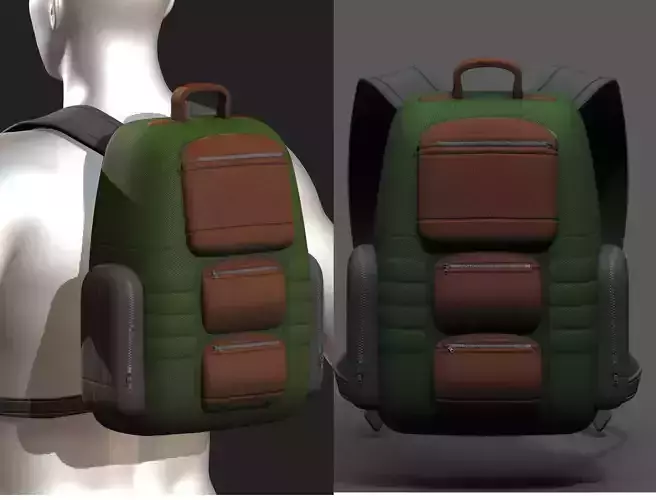 Backpack bag baggage Color 3d low poly Low-poly 