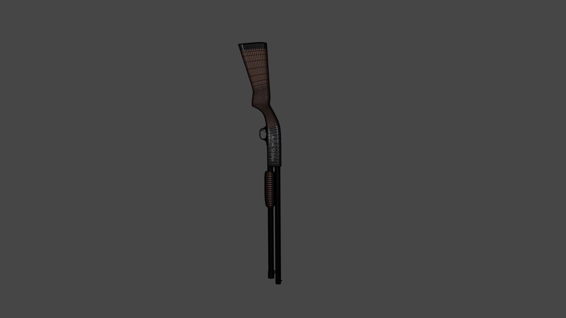 Shotgun Low-poly 3D model_10
