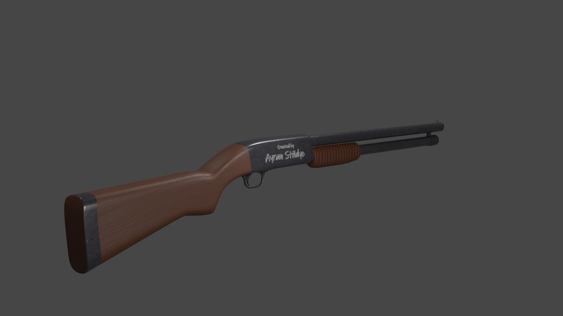 Shotgun Low-poly 3D model_1