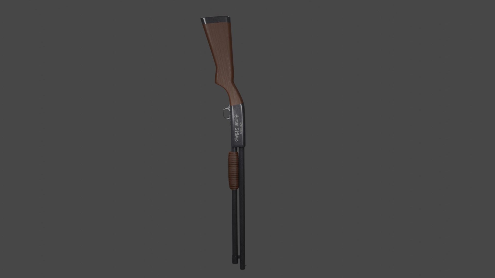 Shotgun Low-poly 3D model_8