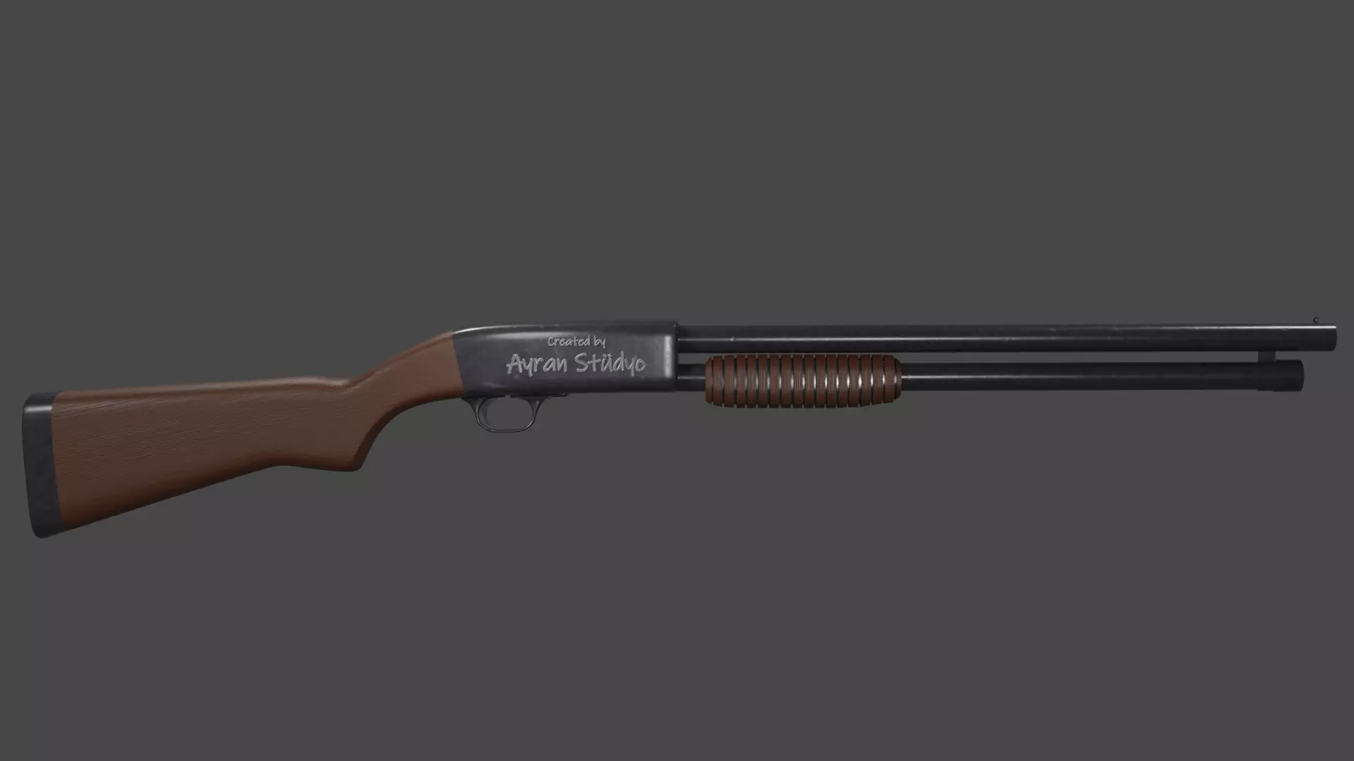 Shotgun Low-poly 3D model_0
