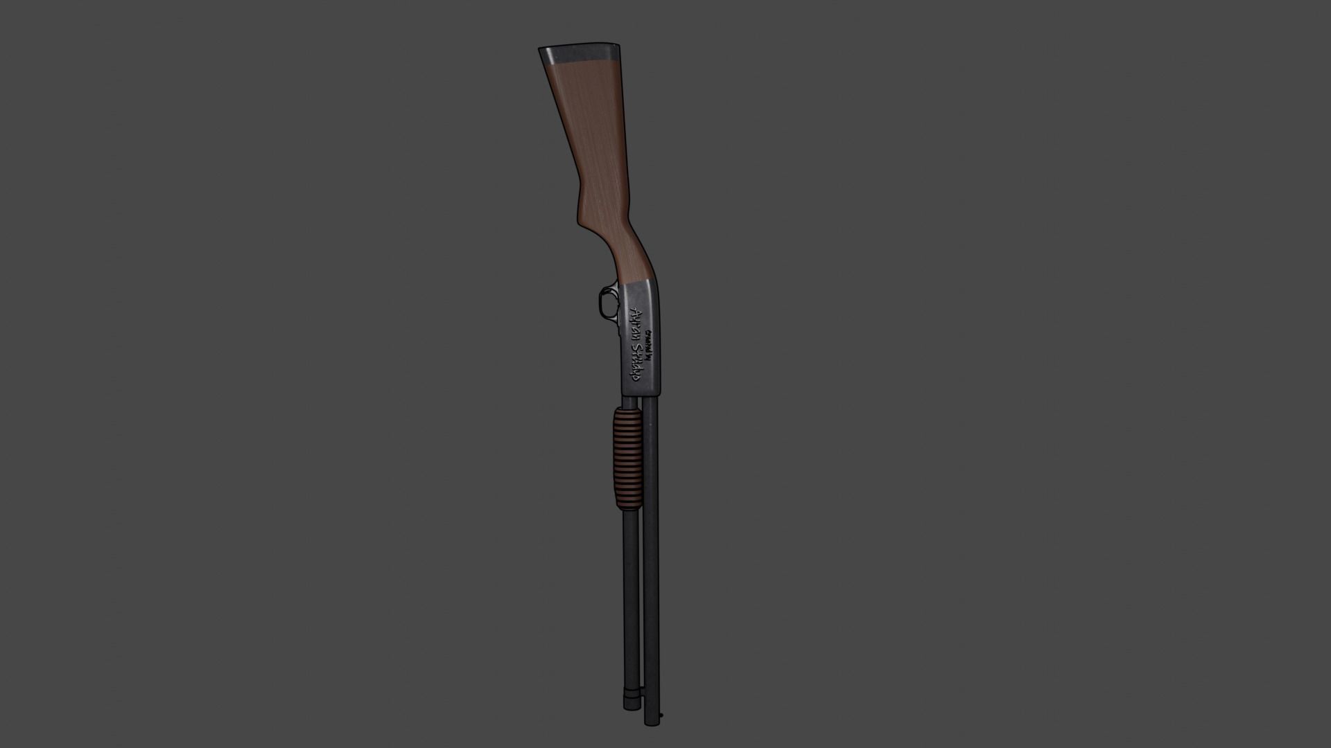 Shotgun Low-poly 3D model_9