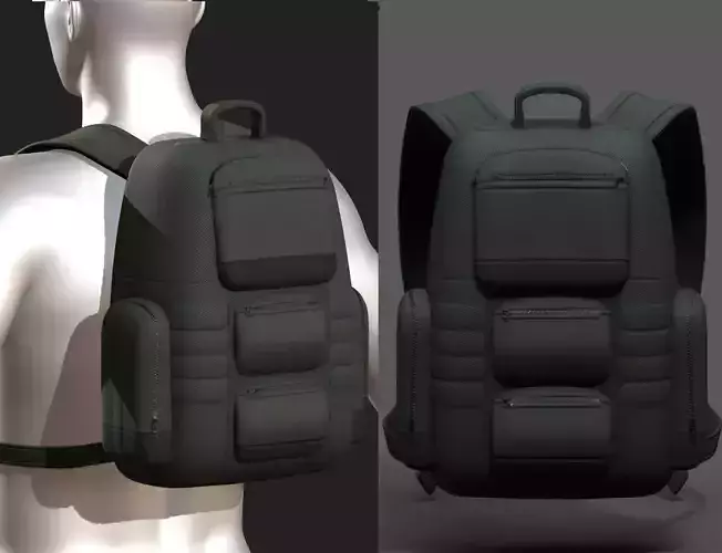 Backpack bag baggage Color 3d low poly Low-poly 