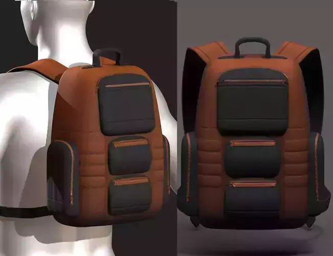 Backpack bag baggage Color 3d low poly Low-poly 